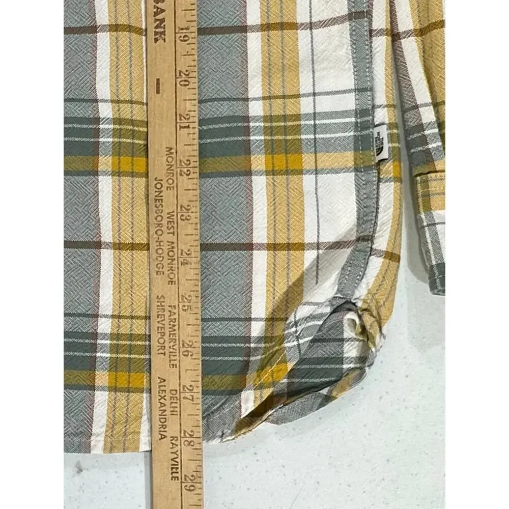 North Face Mens Hayden Pass 2.0 Shirt Size Medium Gray‎ Yellow Plaid 100% Cotton